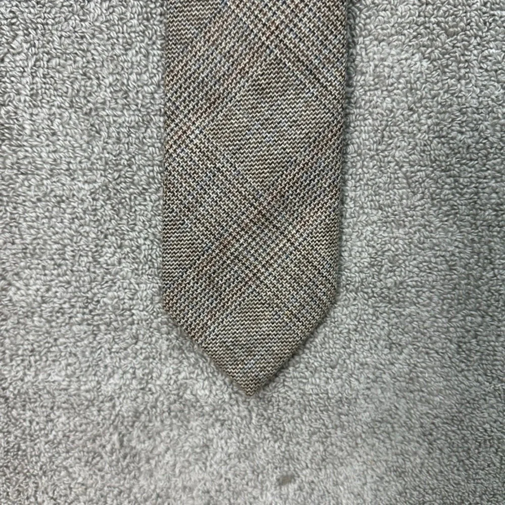 Vintage Jordan Marsh Mens Brown Blue Textured Weave Silk Blend Necktie 57x3.25
